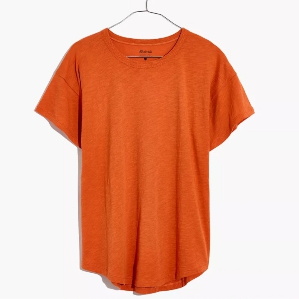 Madewell Women's Whisper Cotton Rib-Crewneck Tee, Color Rusted Tin Size XS